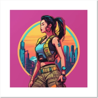 Urban City Warrior Militia Metropolis Woman Cyberpunk Posters and Art